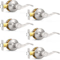 Probrico Satin Nickel Passage Door Levers 6 Pack - Smooth Wave Handles