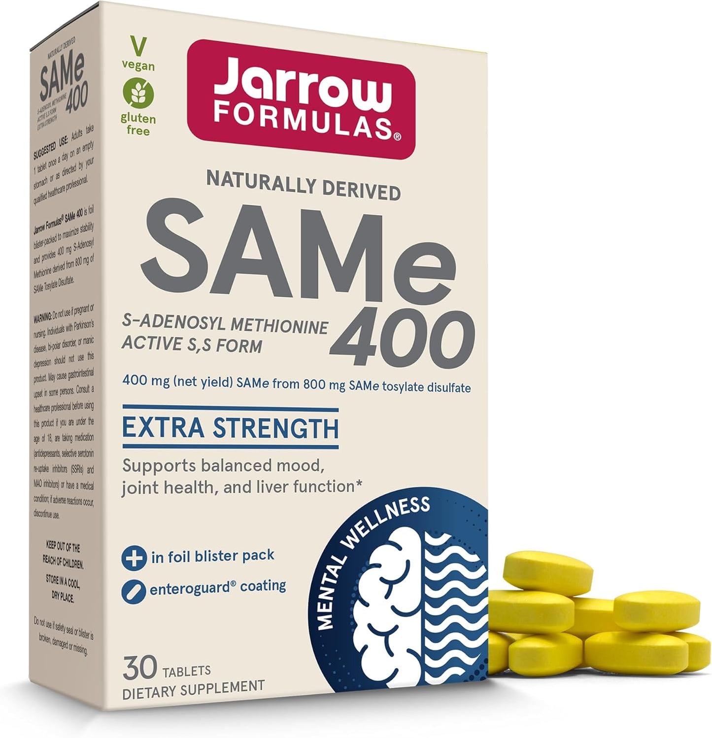 Jarrow Formulas SAMe 400 mg for Joint Health and Brain Support