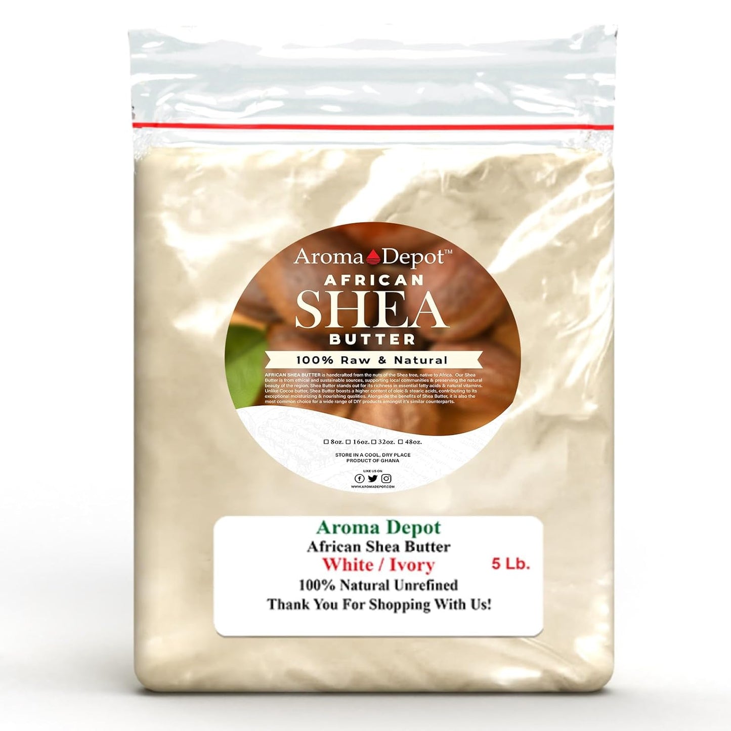 Raw African Shea Butter 5lbs Block for Skin and Hair Care