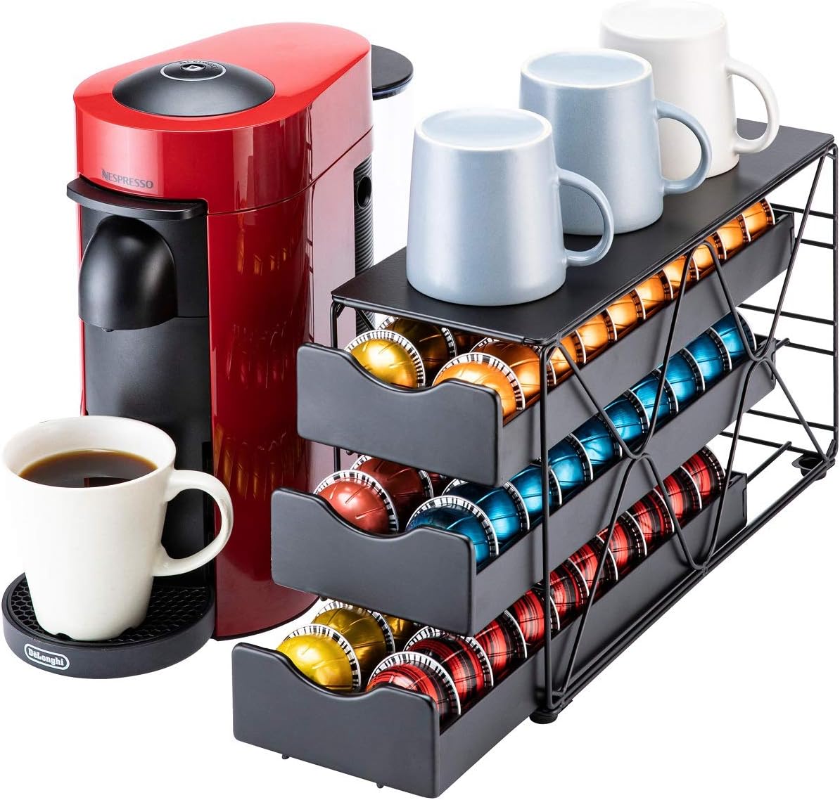 Nespresso Pod Holder Vertuo Drawer for 60 Pods - 3 Tier Design