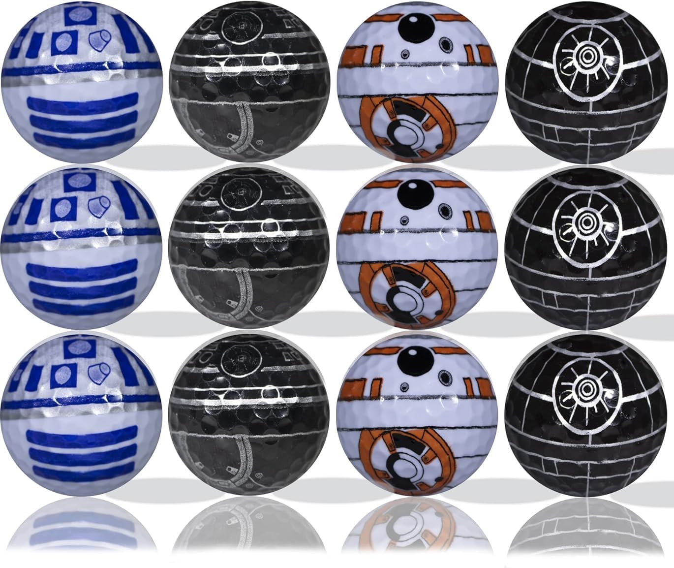 Death Star R2-D2 BB8 BB9E Golf Balls Set for Collectors and Players
