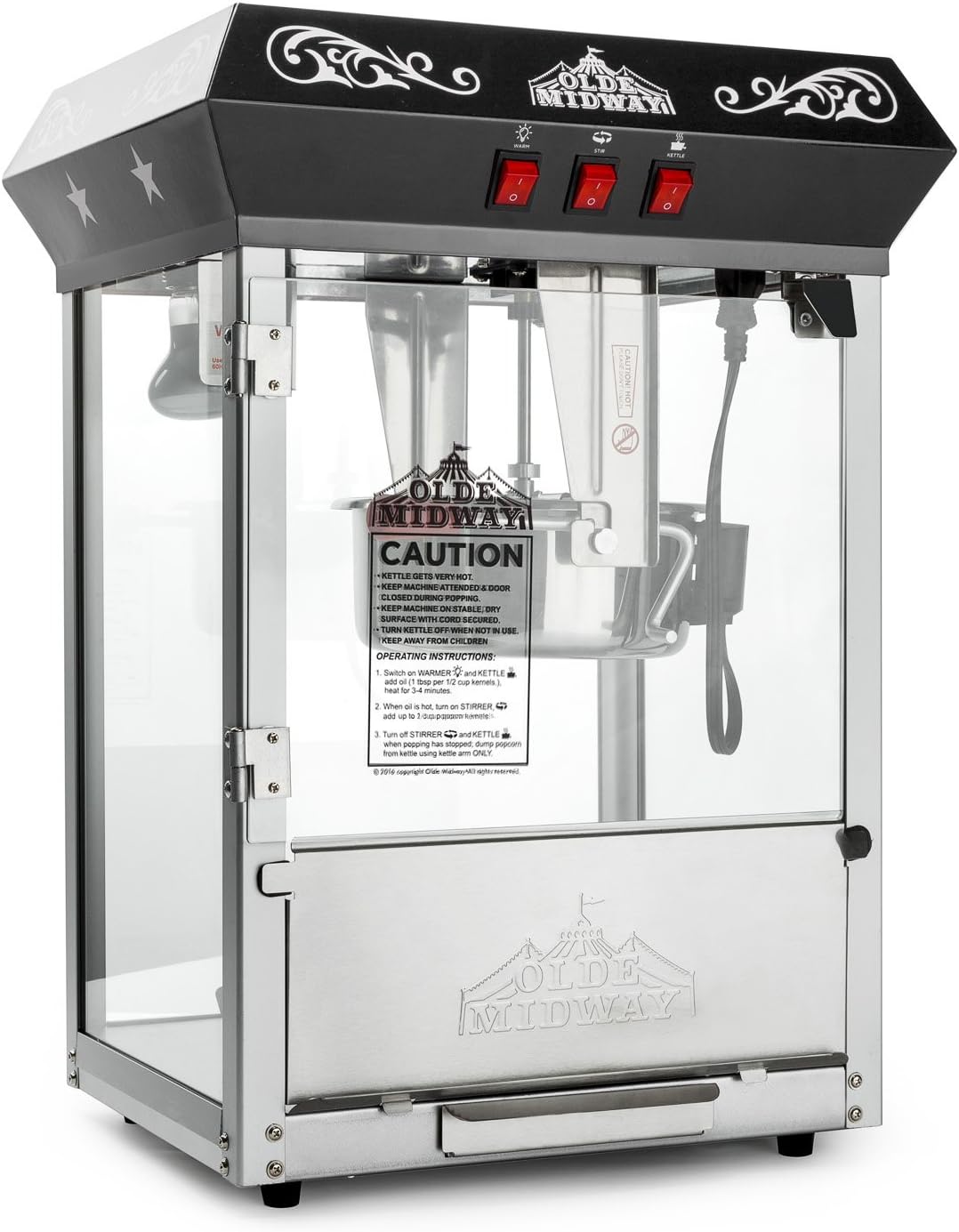 Olde Midway 10-Oz Bar Style Popcorn Maker - Black