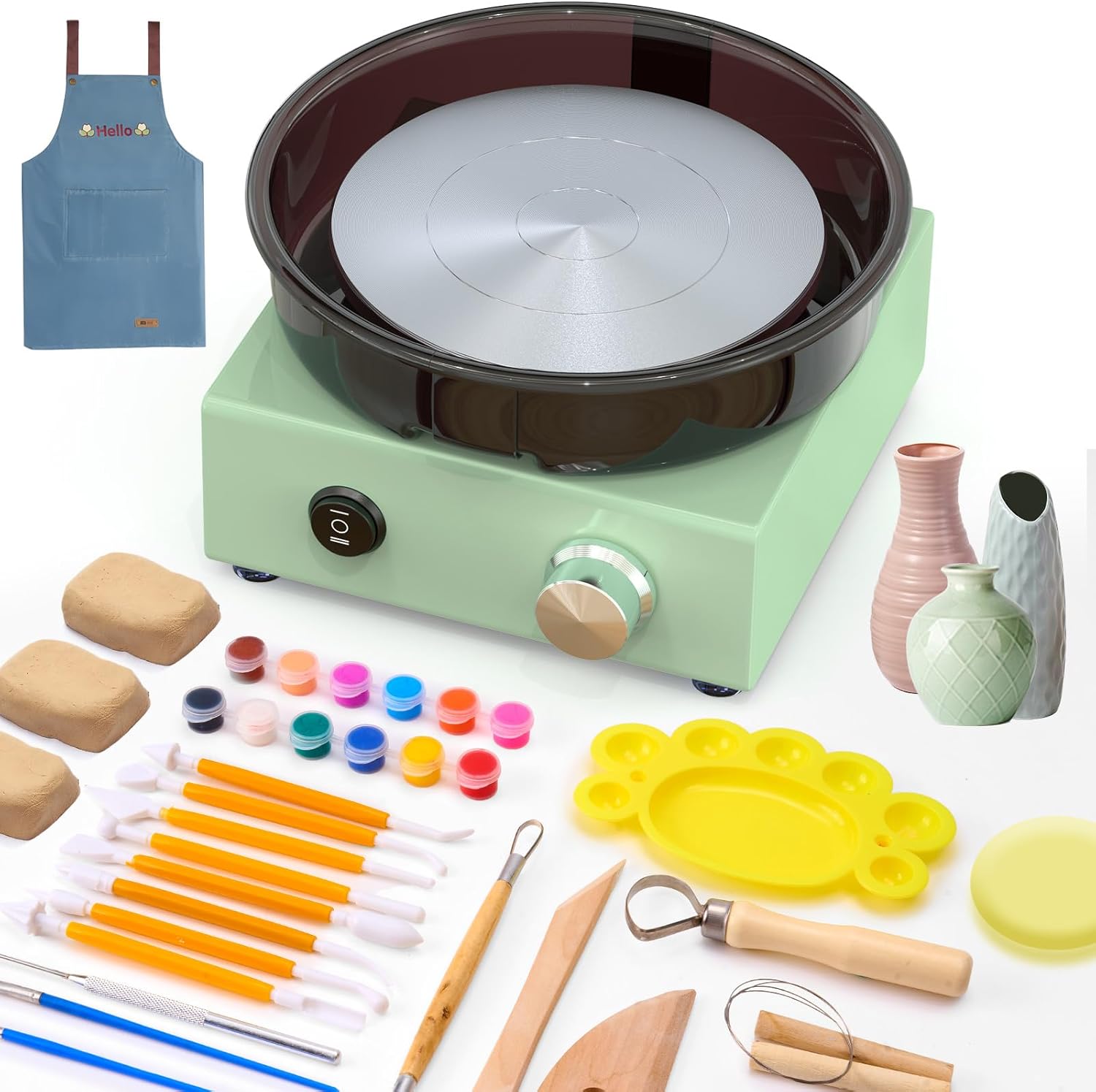 Alldeer Pottery Wheel for Kids - Mini Pottery Kit with Tools