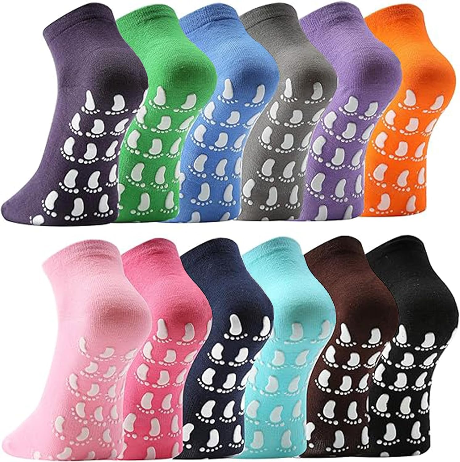 12 Pairs of Non-Slip Grip Socks for Women by jeuhut - Stay Secure in Style!