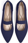 Women's Knit Mary Jane Flats Pointed Toe - Comfortable Dressy Ballet