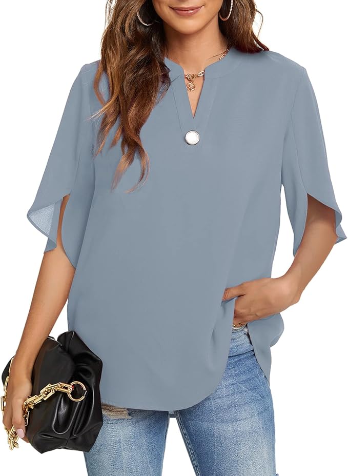 Funlingo Women's Summer Tops Short Sleeve Casual Blouse Review