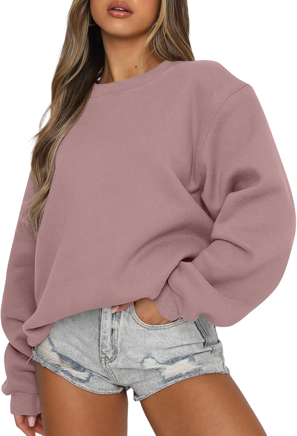 Oversized Crewneck Sweatshirt for Women - Y2K Fleece Style