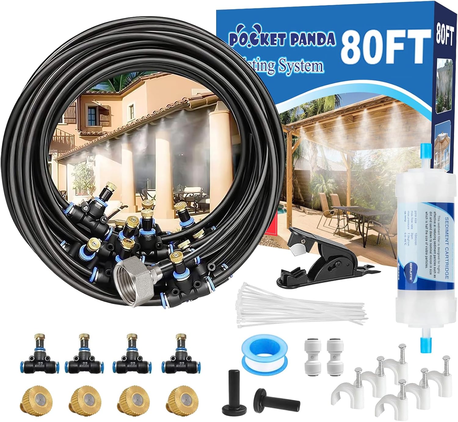 Pre-Assembled Misters for Outside Patio, 80FT Cooling System