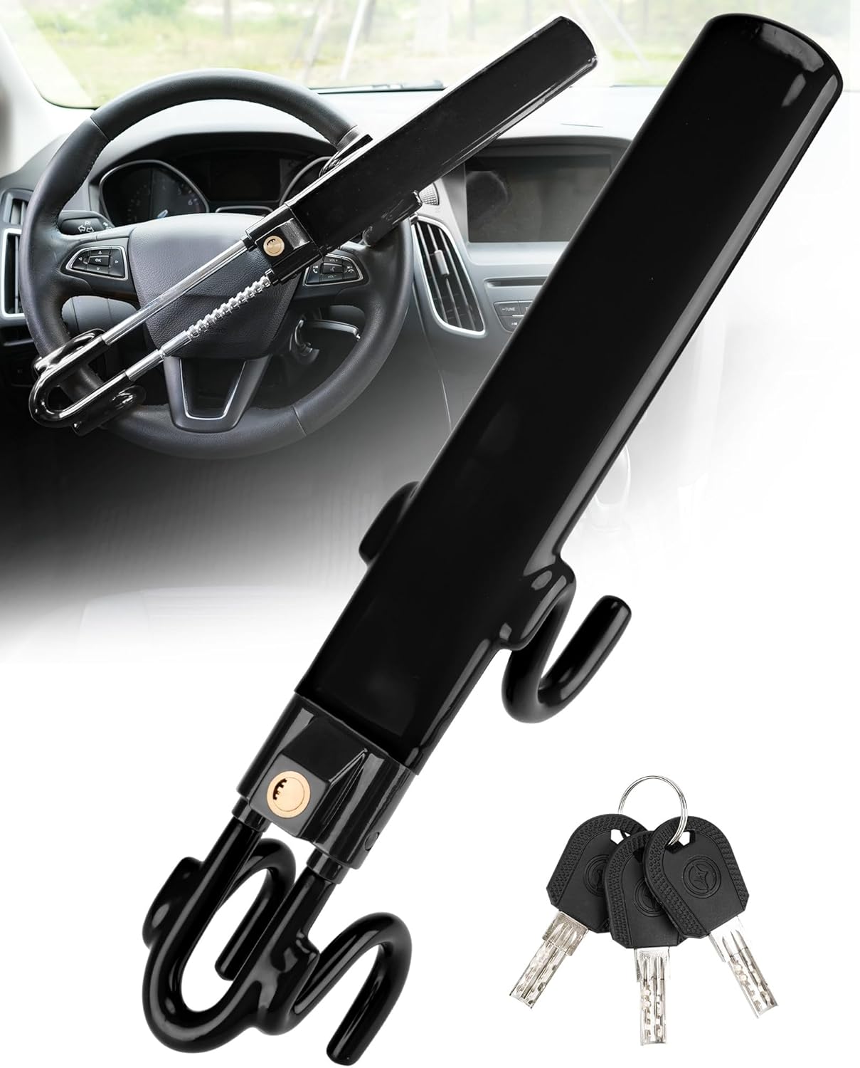 Tevlaphee Steering Wheel Lock Heavy Duty Anti-Theft Device