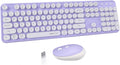 Colorful Wireless Keyboard and Mouse Combo Purple-White - Retro Round