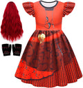 Princess Costume Dress for Girls 4-10Y - Complete Wig & Gloves Set