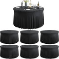 6 Pack Black Round Spandex Tablecloth for 60 in Table - Wrinkle Free