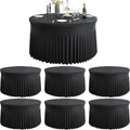 6 Pack Black Round Spandex Tablecloth for 72 in Table - Wrinkle Free