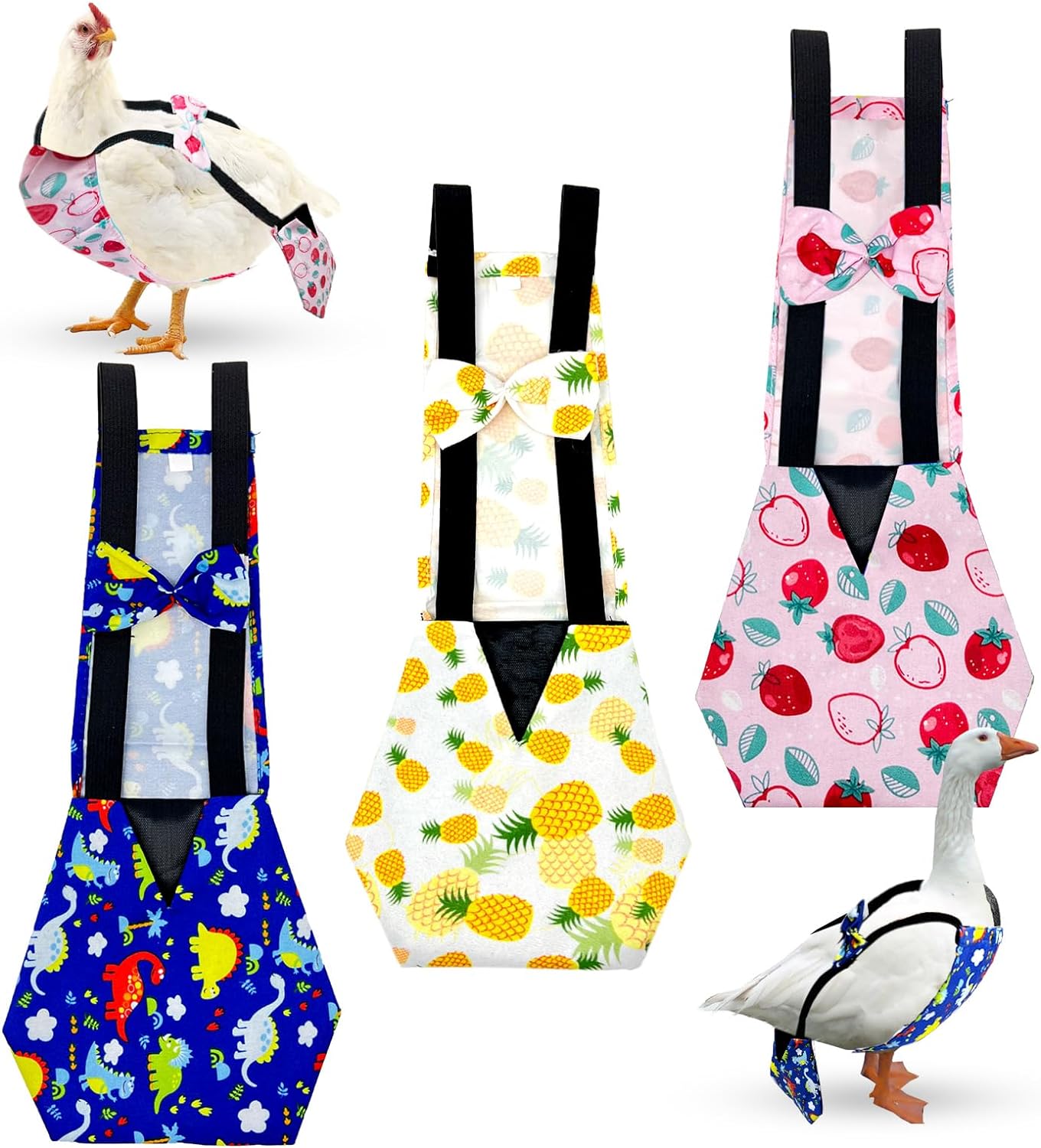 Reusable Chicken Diapers with Bow Tie for Poultry (L) - Keep your feathered friends comfy and stylish!