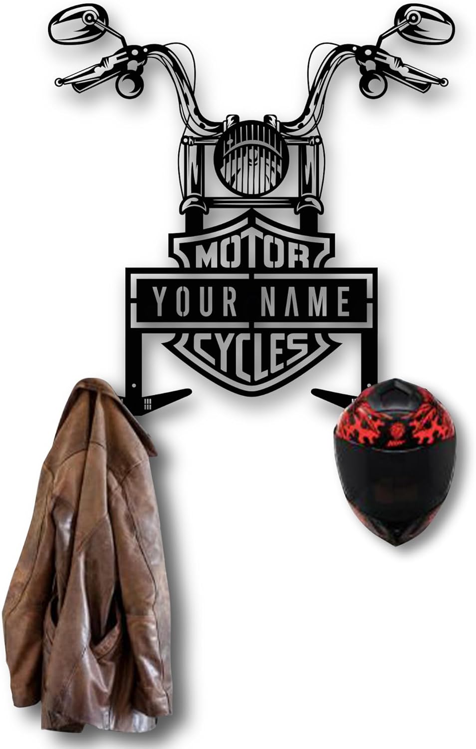 Custom Metal Motorcycle Helmet Holder Wall Art for Riders