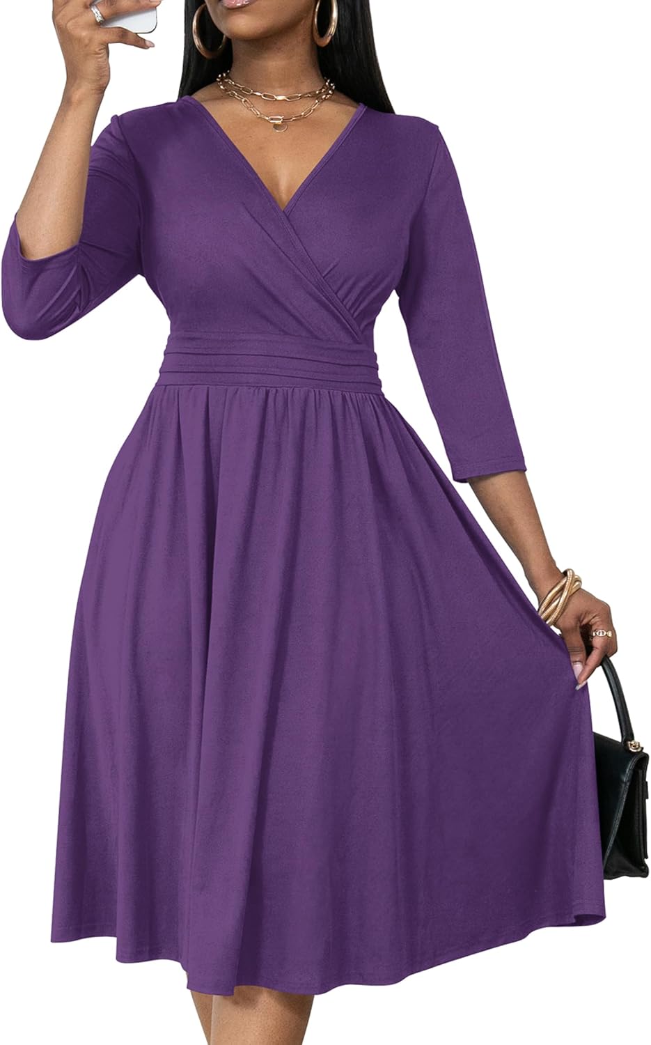 Nmoder Women's Wrap Dress for Cocktail and Wedding Events
