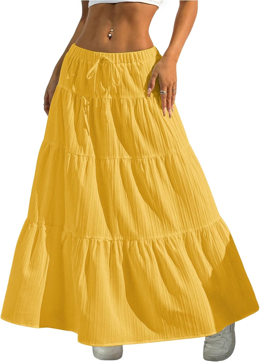 Verdusa Women's Boho Flared Ruffle Maxi Skirt for Summer Style