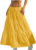 Verdusa Women's Boho Flared Ruffle Maxi Skirt - Comfortable Summer hem