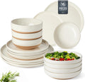 AmorArc 16 Piece Ceramic Dinnerware Set for 4 - Handpainted Stoneware