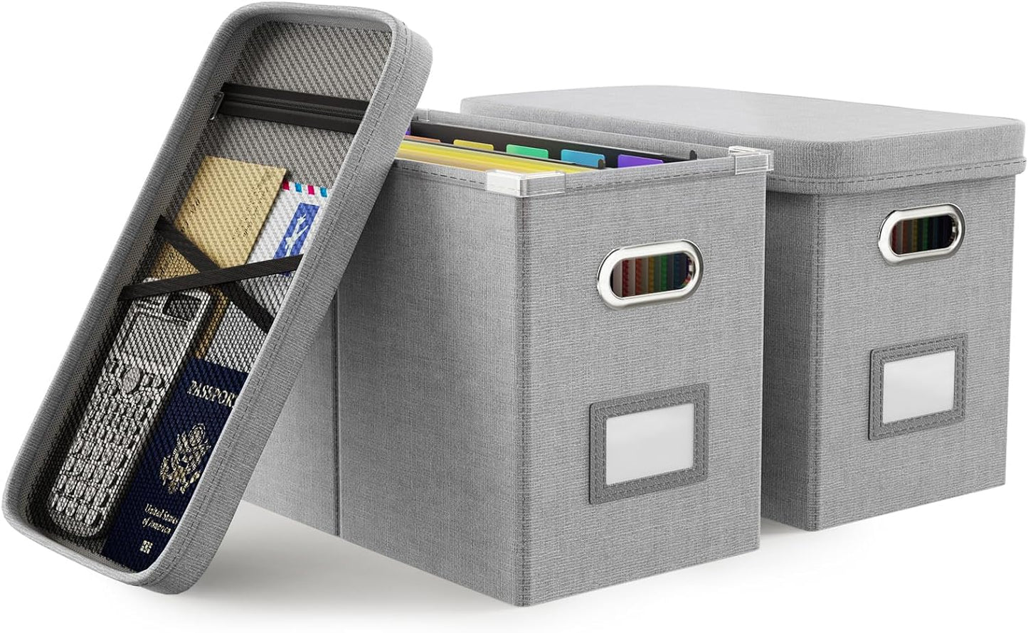 Oterri Hanging Filing File Box with Mesh Pocket for Storage