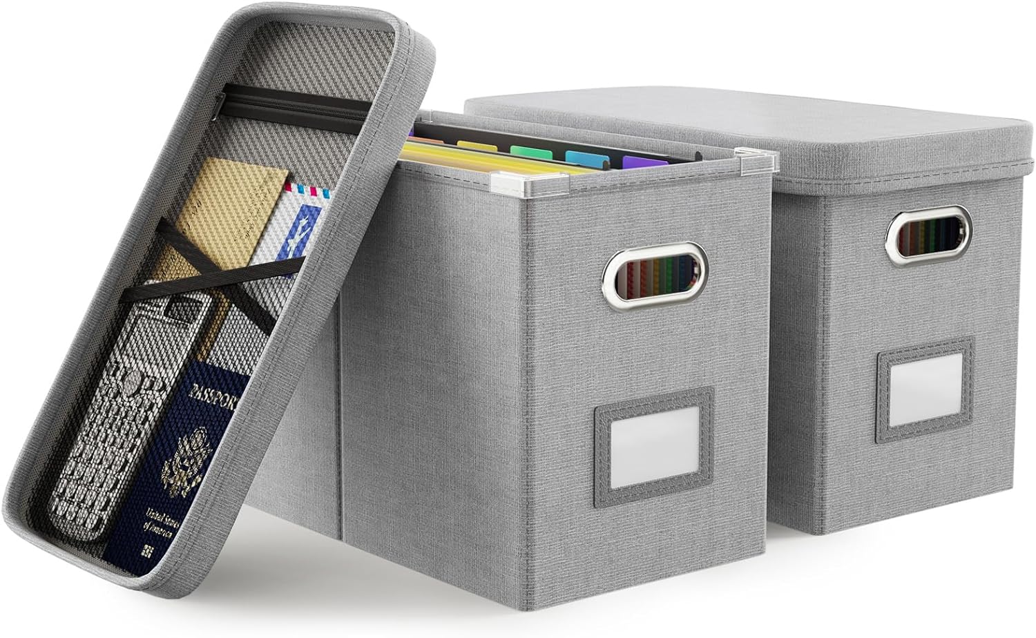 Oterri Hanging Filing File Box with Mesh Pocket for Storage
