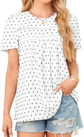 Womens Crewneck Crochet Lace Boho Top Short Sleeve - Flowy Fit
