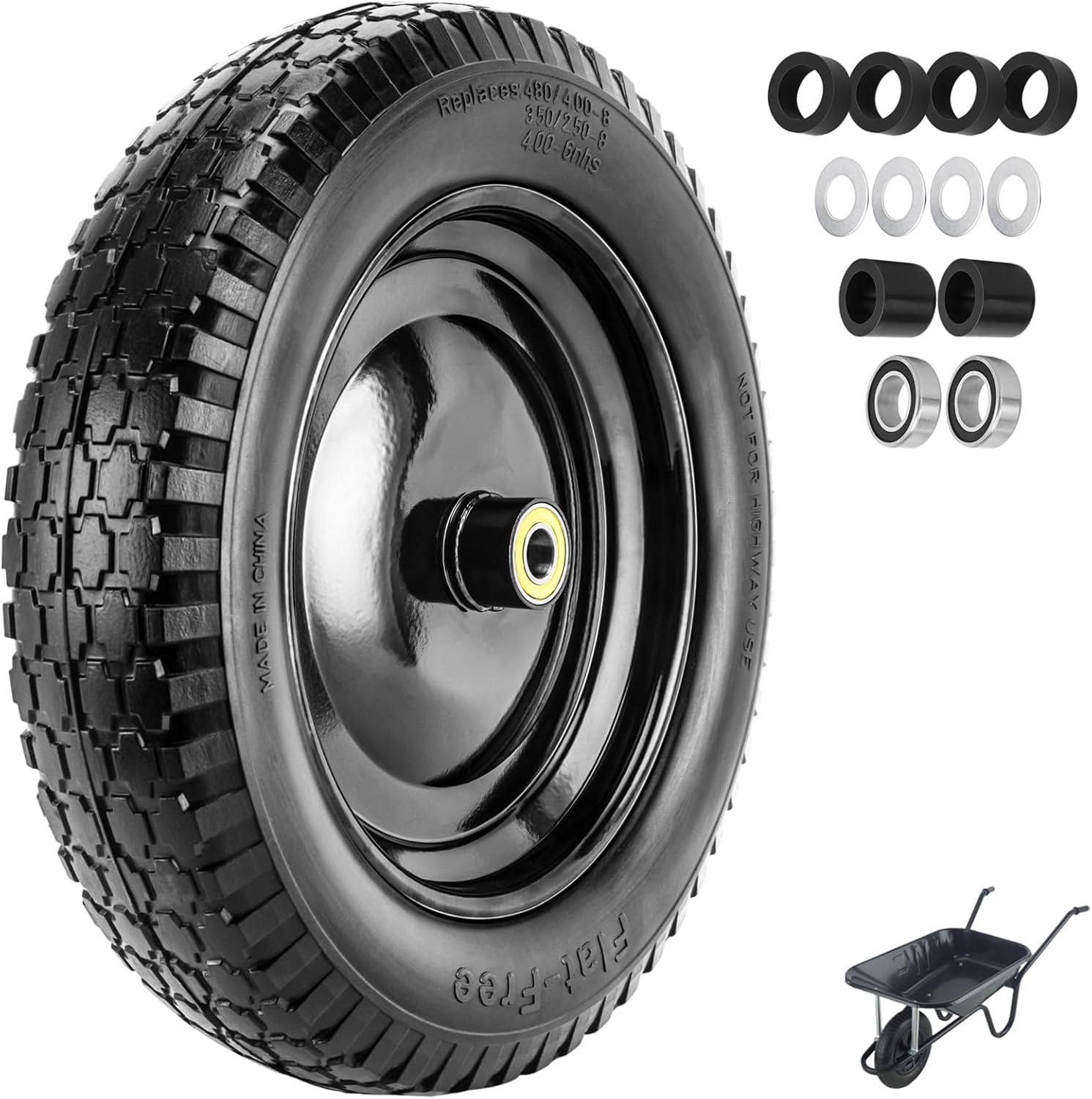 4.80/4.00-8 Tire Flat Free Solid Wheelbarrow Tire for Heavy Duty