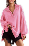 Sweatshirt for Women Henley Button Pullover Tunic Tops S-2XL - Cozy
