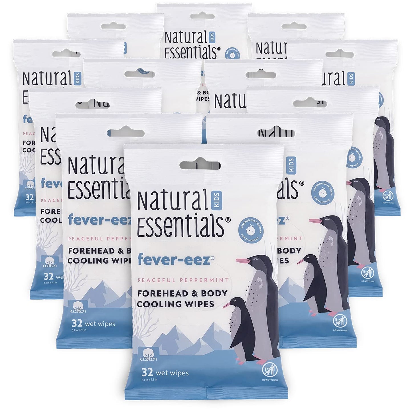Natural Essentials Fever-eez Baby Fever Relief Wipes for Kids