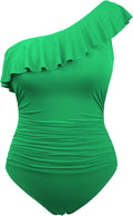 Hilor Women's One Shoulder One Piece Swimsuits for Tummy Control