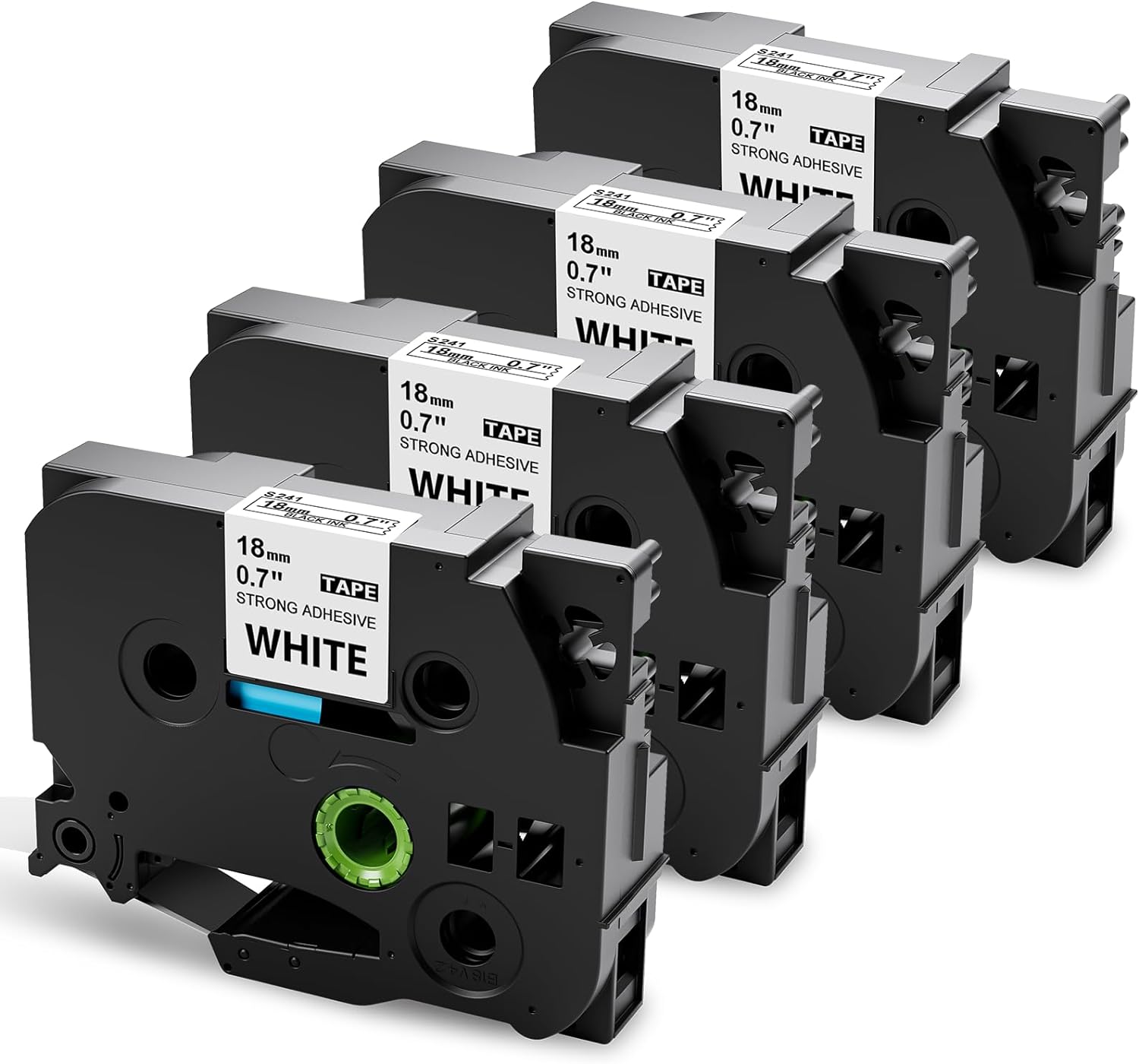 Extra Strength 18mm Black on White Label Tape - Oozmas