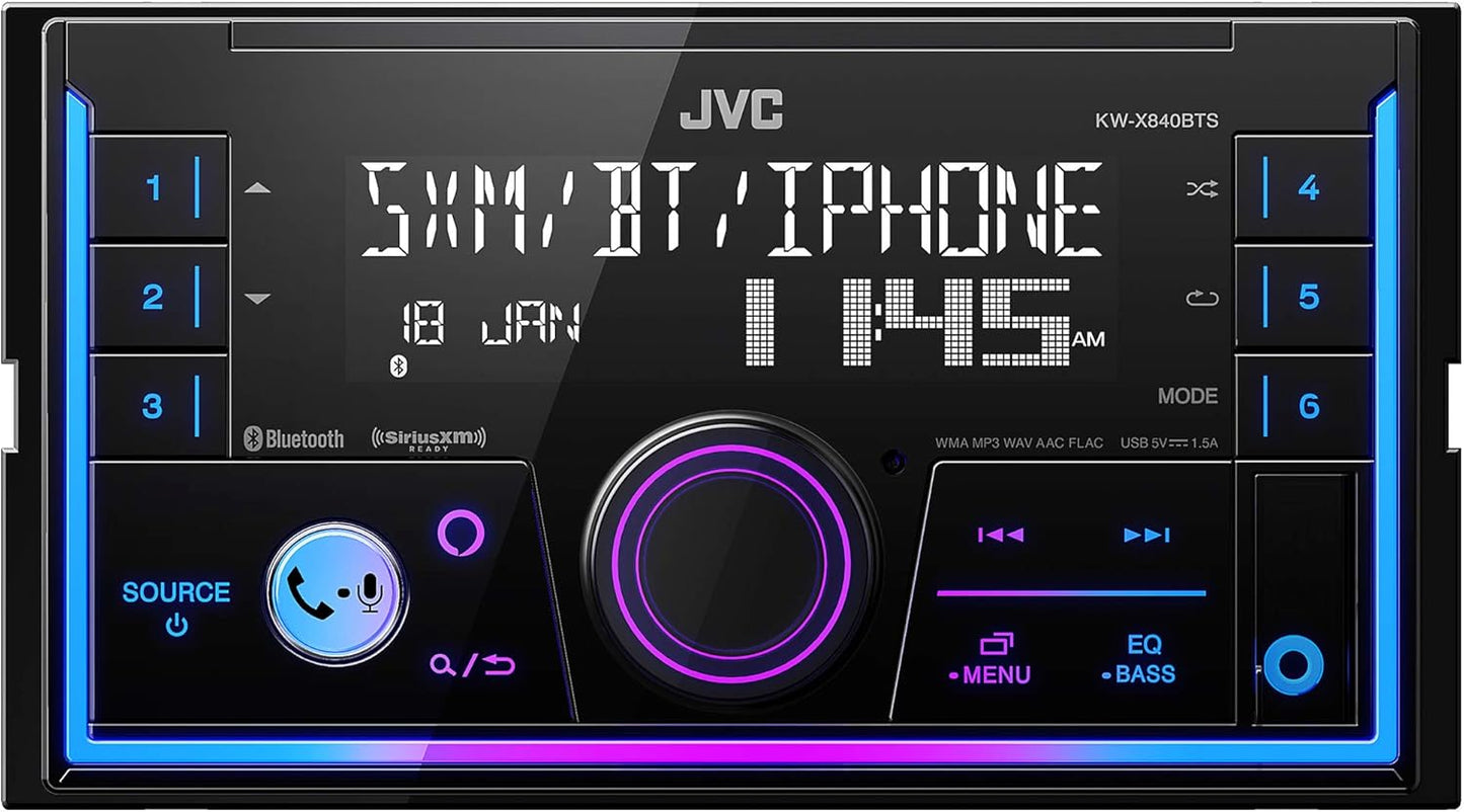 JVC KW-X840BTS Bluetooth Car Stereo Receiver with USB Port