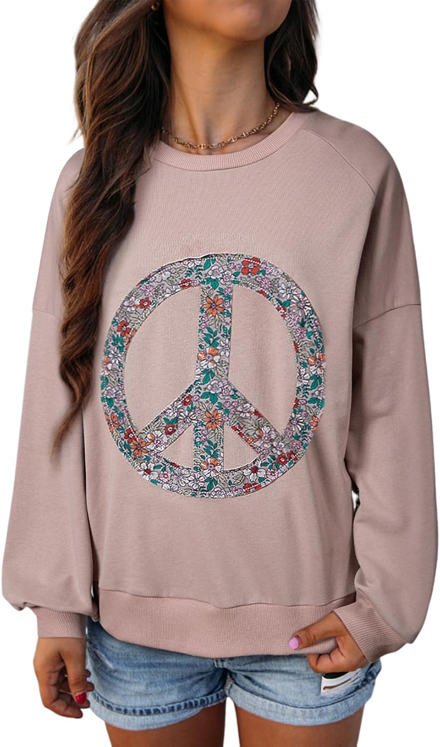 Floral Peace Symbol Sweatshirt by KevaMolly