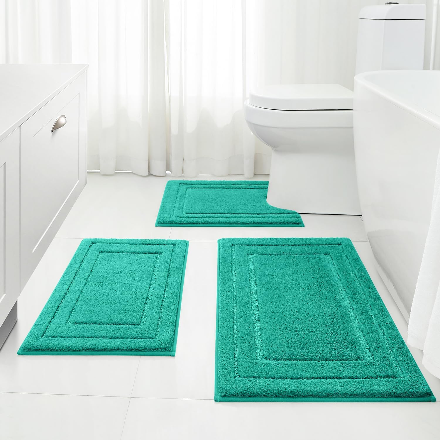 Super Soft Non Slip Microfiber Bathroom Rugs Set for Comfort