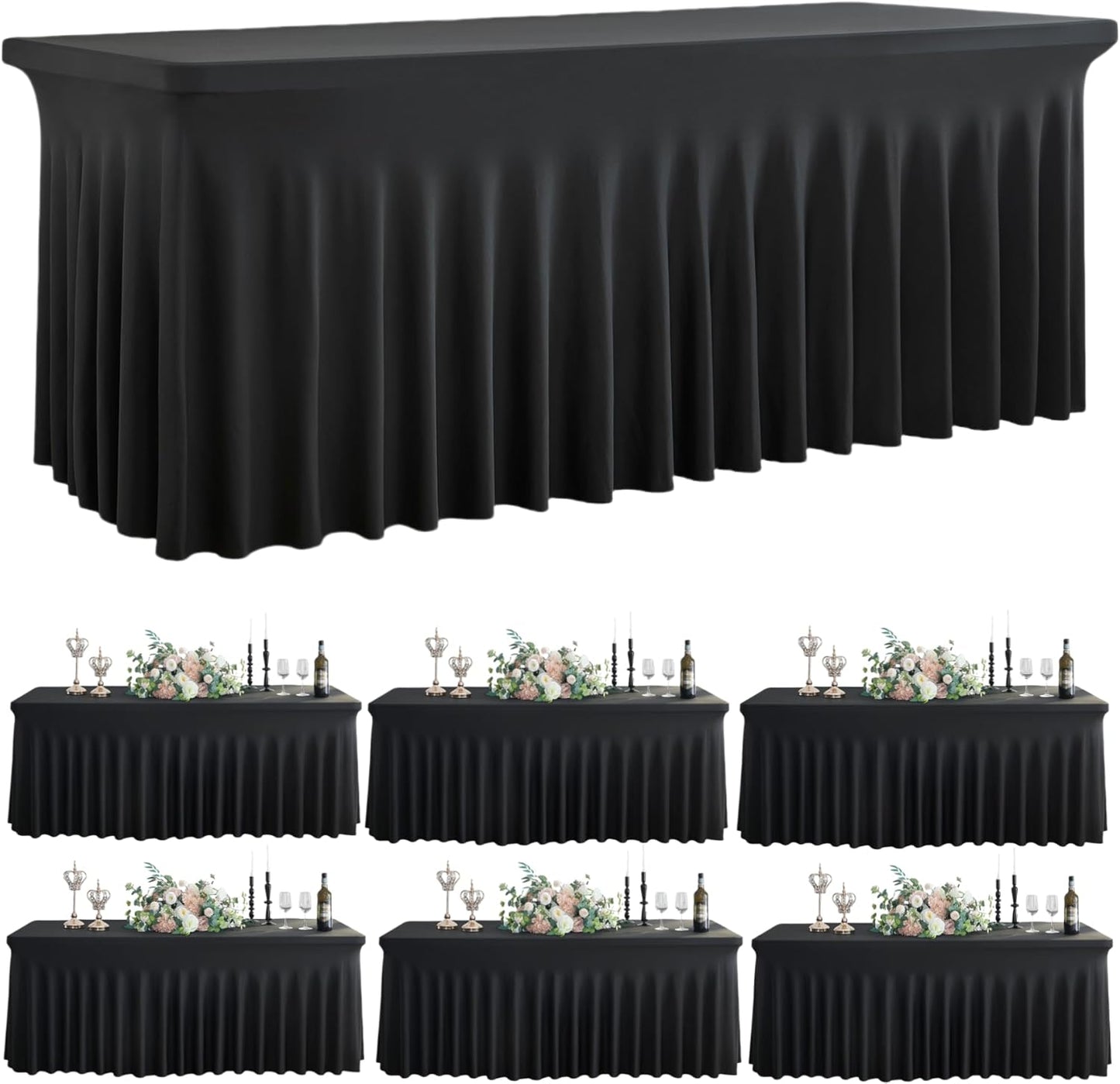 Outpain Wrinkle Free Spandex Tablecloths for 6 Foot Tables