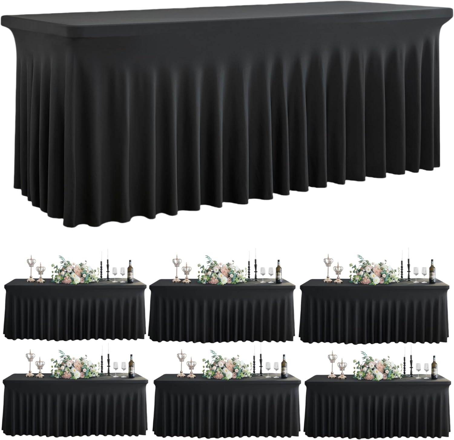 Outpain Wrinkle Free Spandex Tablecloths for 6 Foot Tables