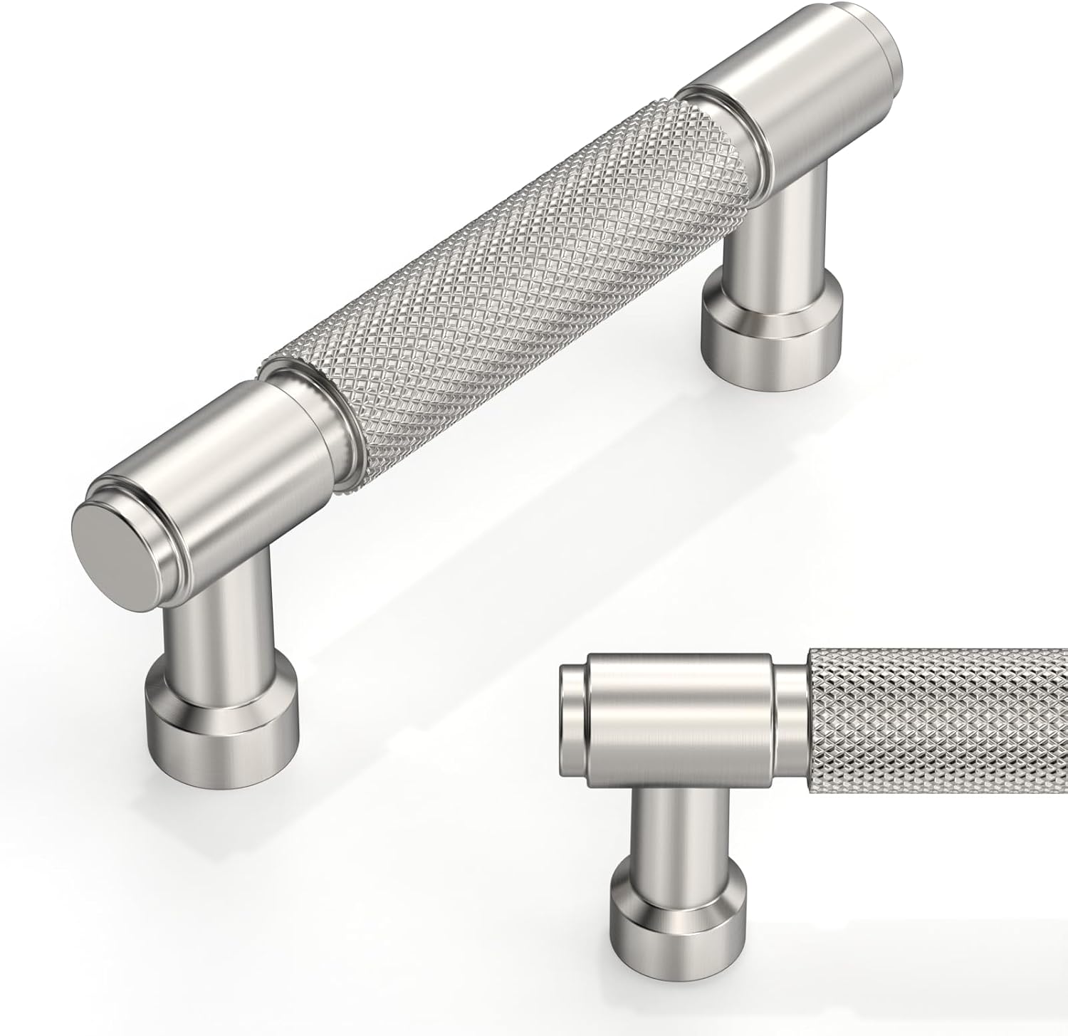 10 Pack Brushed Satin Nickel Knurled Cabinet Pulls for Drawers