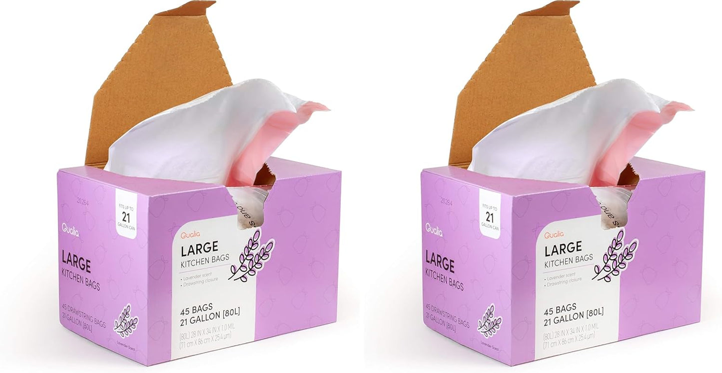 QUALIA Lavender Scented Heavy Duty Trash Bags for Home Use