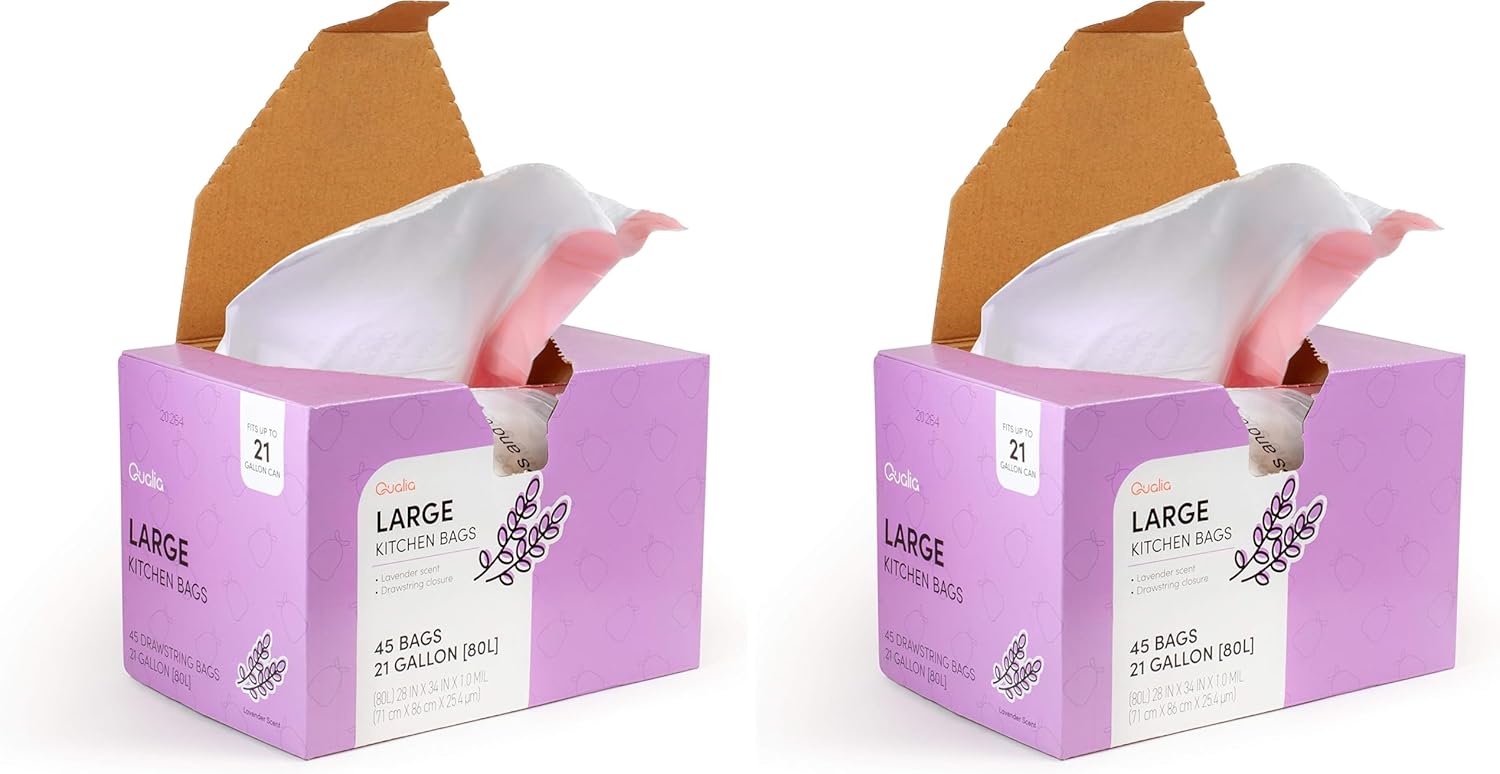 QUALIA Lavender Scented Heavy Duty Trash Bags for Home Use