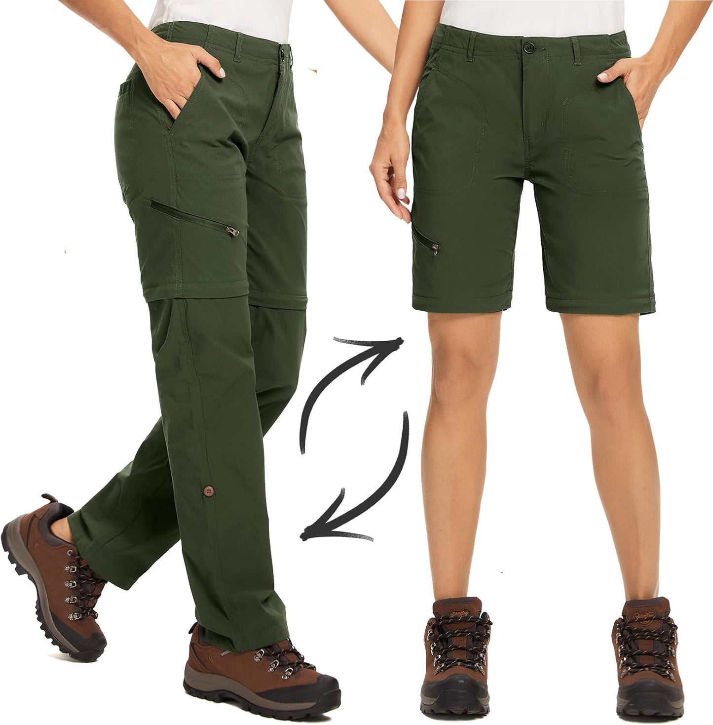 Women's Hiking Pants Convertible Zip Off Lightweight Quick Dry