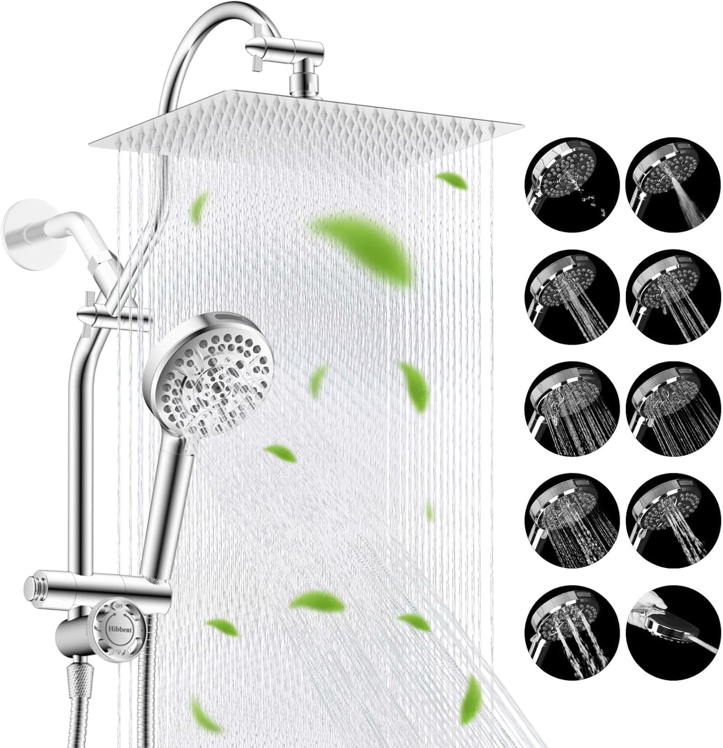 Hibbent Upgraded 12in Rainfall Showerhead Combo with Handheld