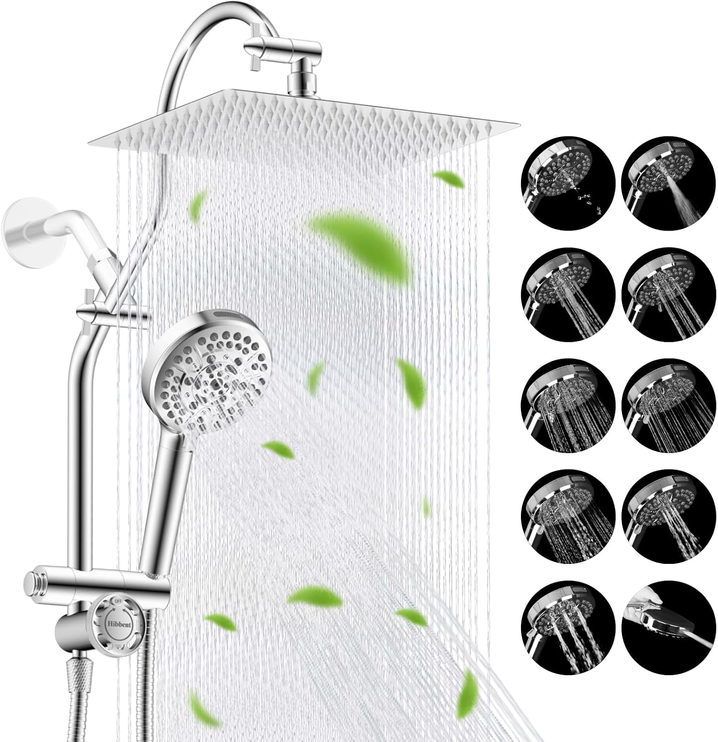 Hibbent Upgraded 12in Rainfall Showerhead Combo with Handheld