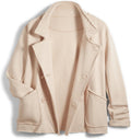 Women Warm Pea Coat Notched Lapel Cropped Double Breasted Overcoat