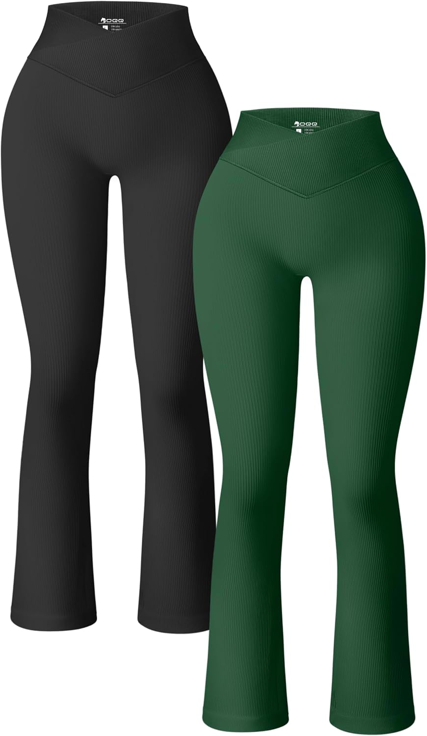 OQQ Women's 2 Piece Yoga Pants Ribbed Seamless High Waist Flare
