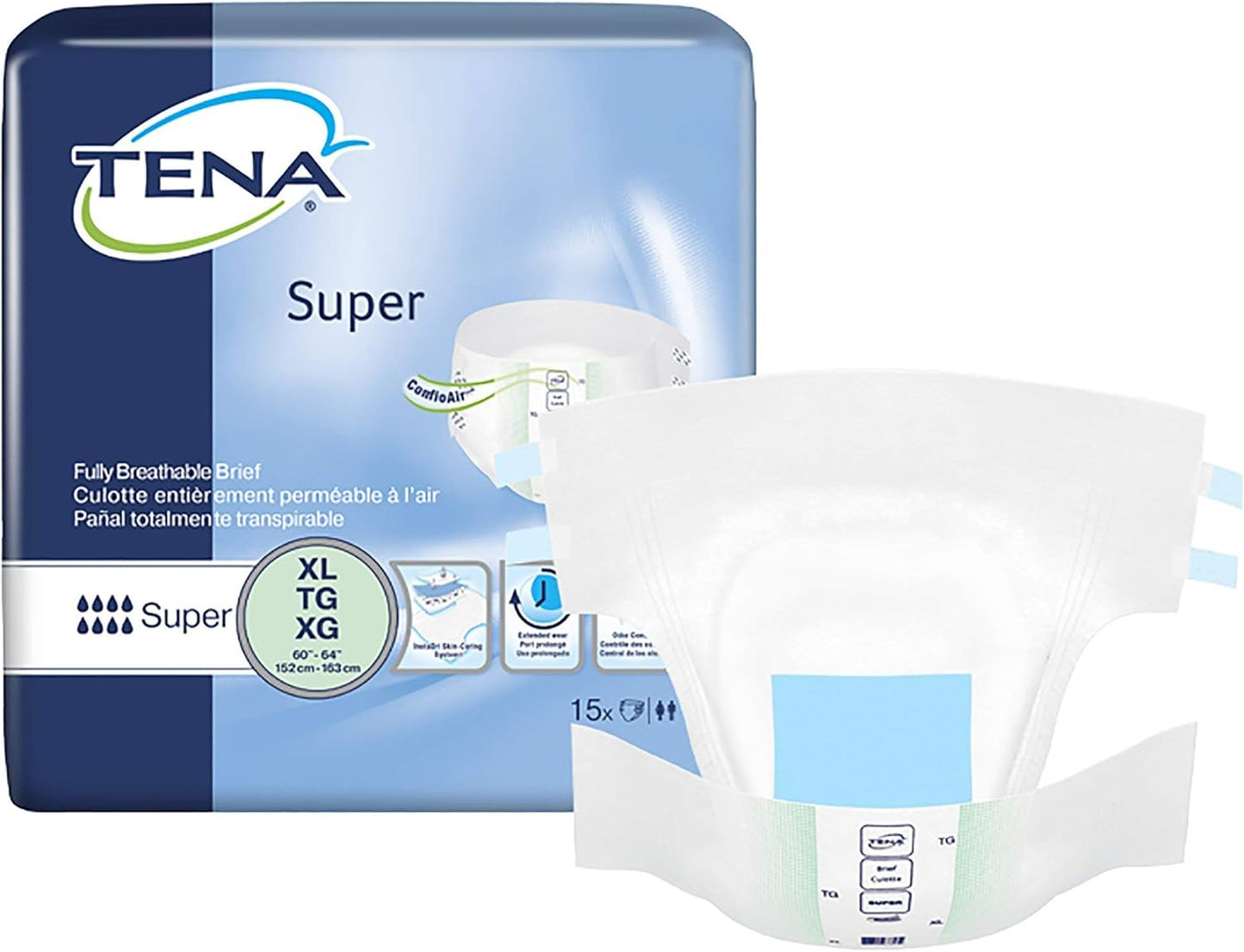 TENA Super XL Briefs:  Heavy Absorbency, 60 Ct