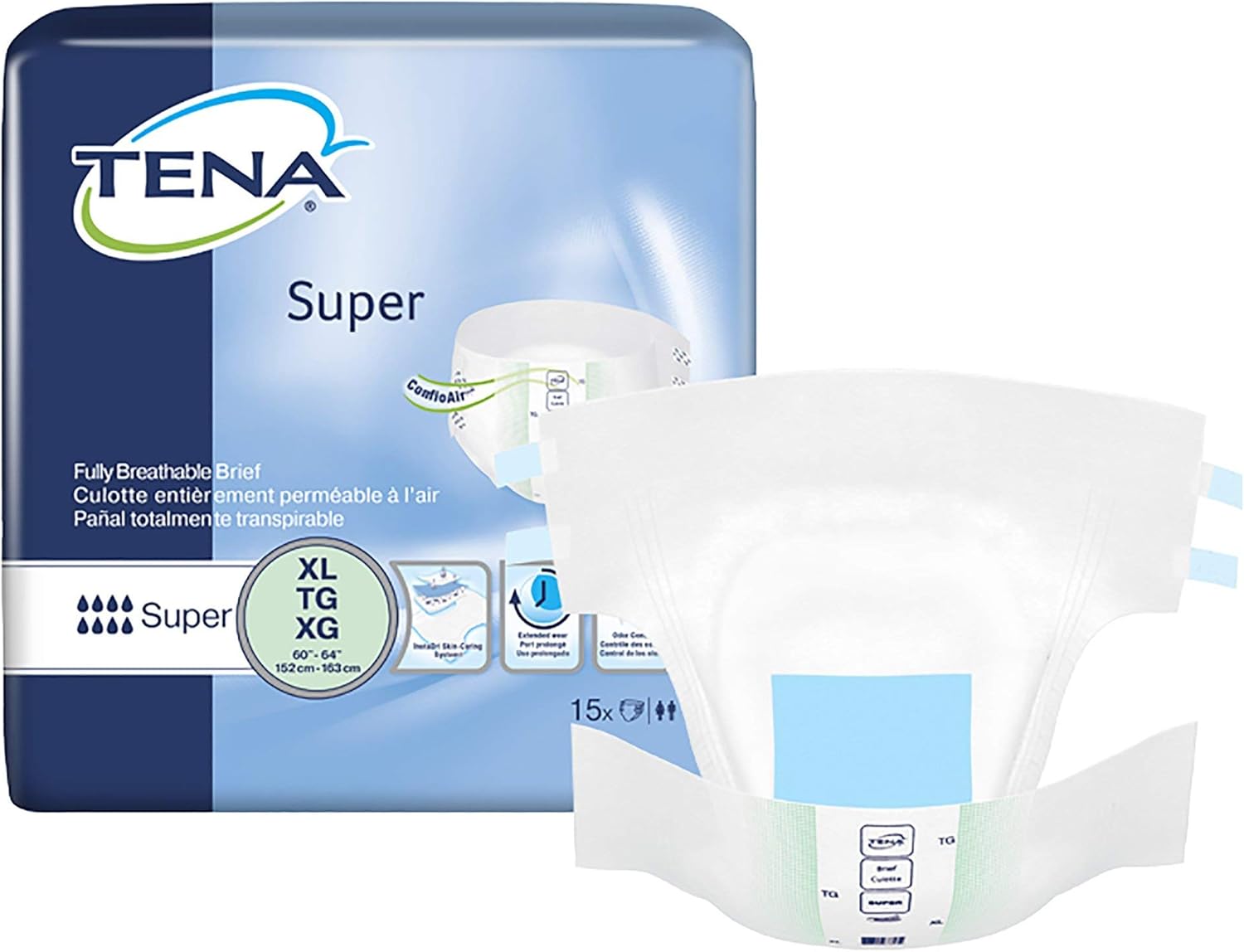 TENA Super XL Briefs:  Heavy Absorbency, 60 Ct