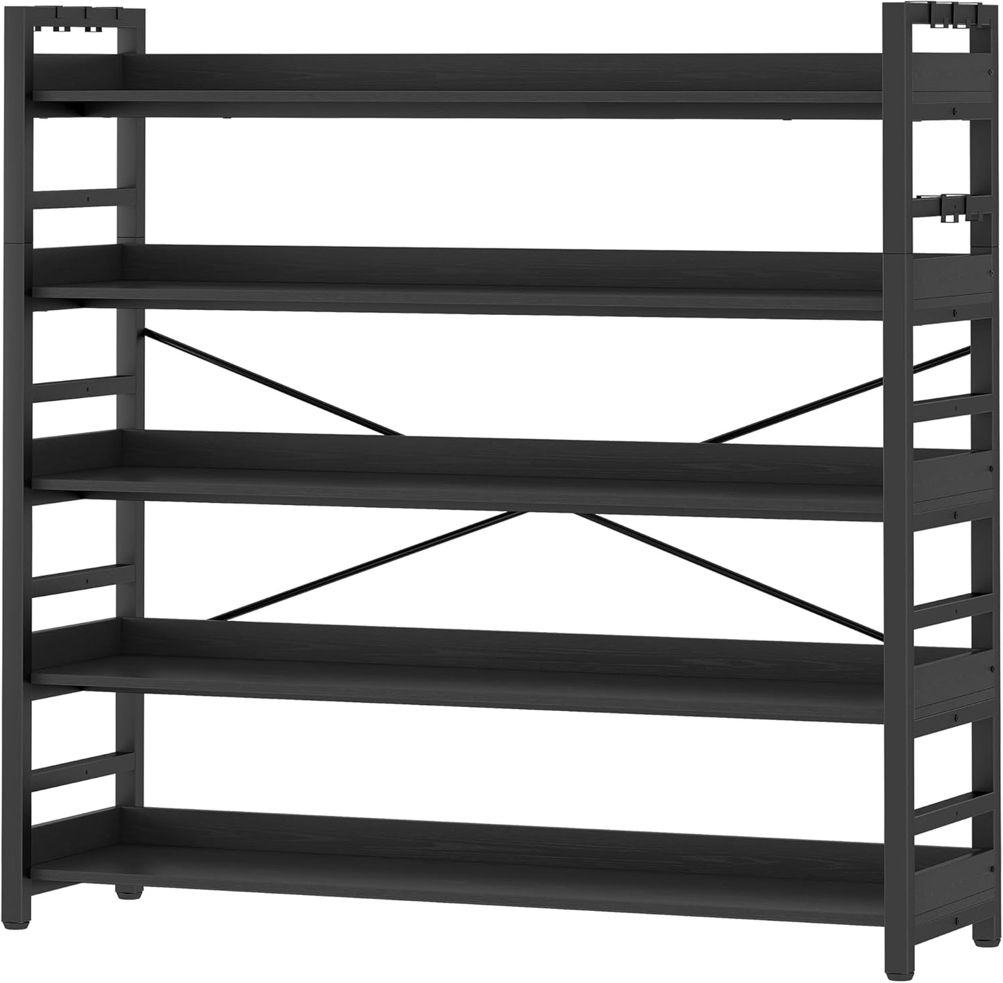 Adjustable Industrial 5 Tier Bookshelf for Home Office Storage