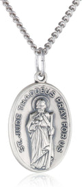 Sterling Silver Saint Jude Oval Medal Necklace, 20 in - Classic Faith