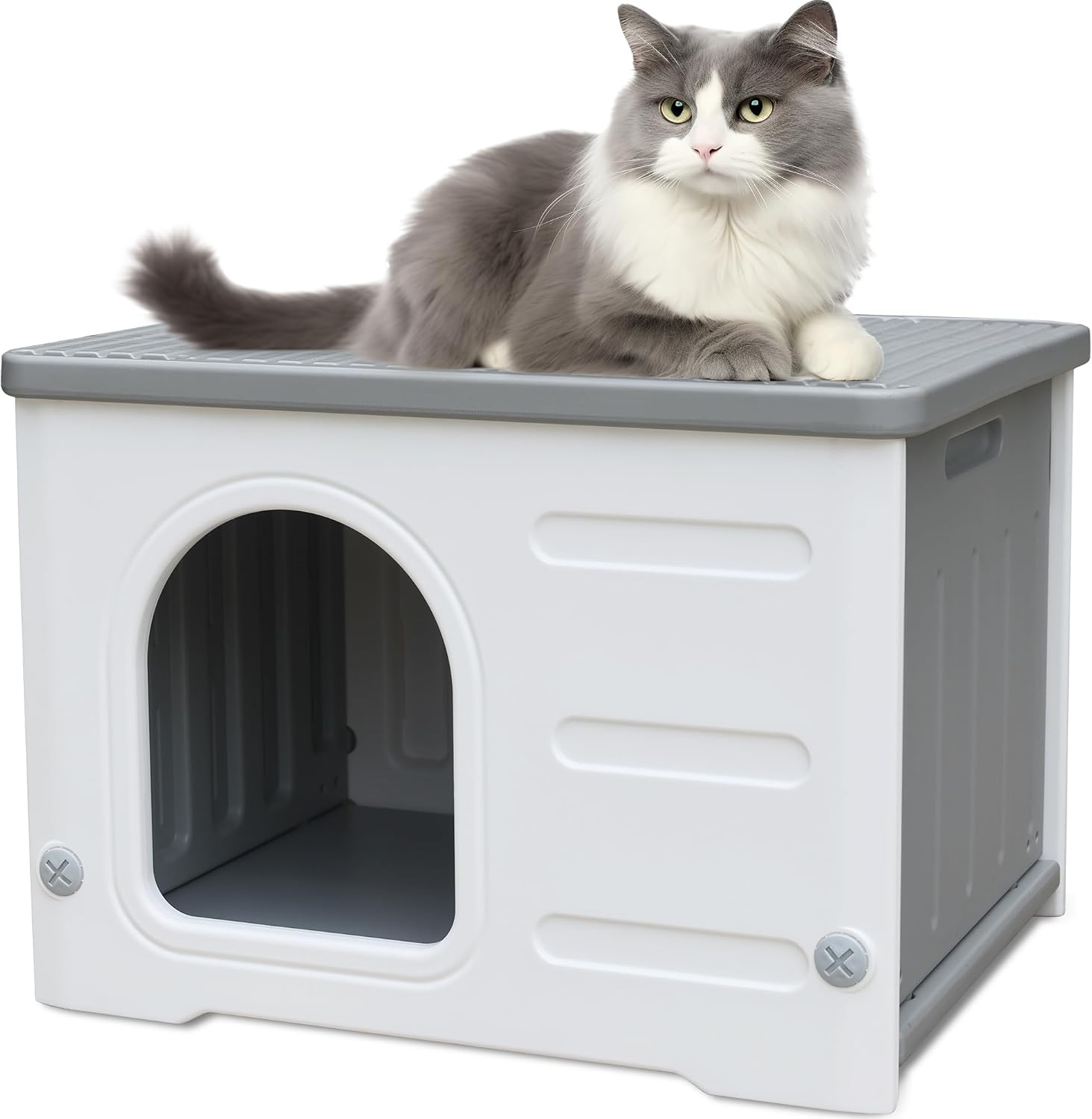 Plastic Cat House Outdoor & Indoor for Feral Cats - Waterproof