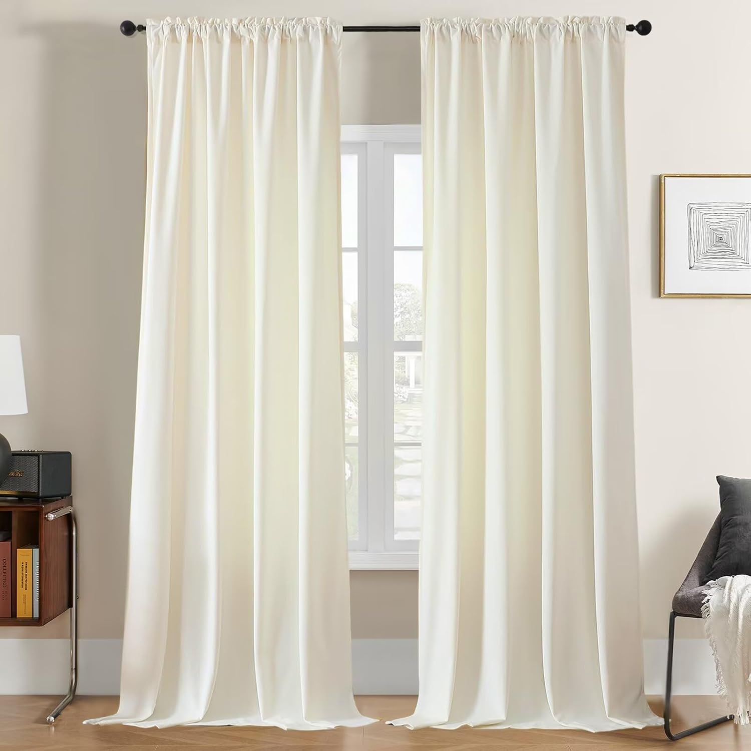 Ivory Velvet Curtains - Super Soft Blackout Luxury